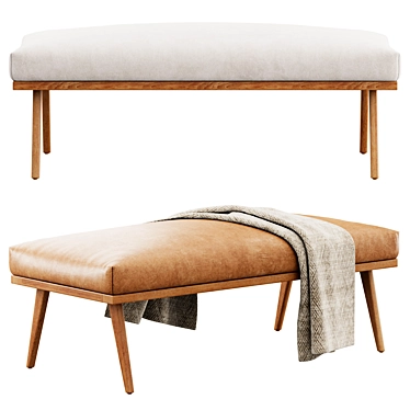 Modern Cavett Bench with Accessories 3D model image 1 