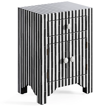 Graphic Inlaid Bone Nightstand, Loft Concept 3D model image 1 