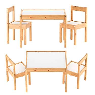 Ikea Latt Kids Table & Chair 3D model image 1 