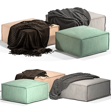 Vento Modular Poufs with Blanket 3D model image 1 