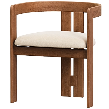 Modern Wooden Chair with Cushion 3D model image 1 