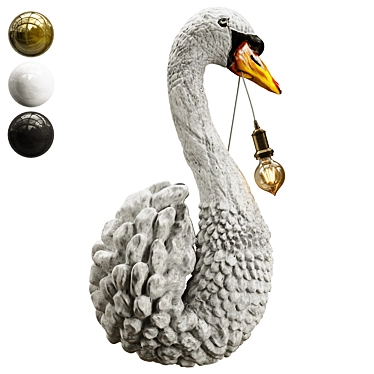 Elegant Swan Sculpture Wall Light 3D model image 1 