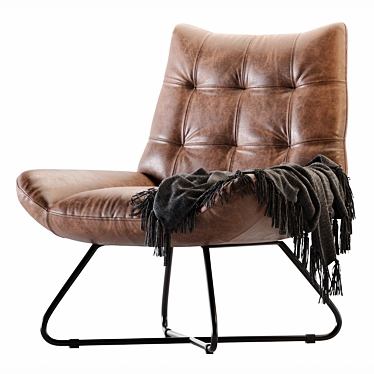 Modern Brown Leather Lounge Chair 3D model image 1 