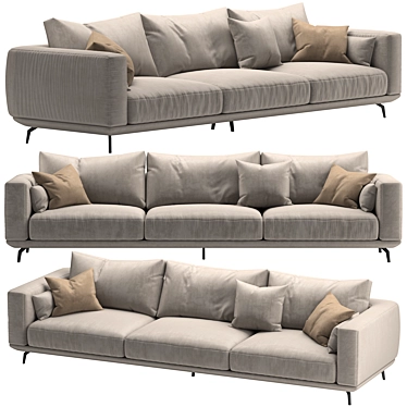 Stylish NR23 Three Seater Sofa 3D model image 1 