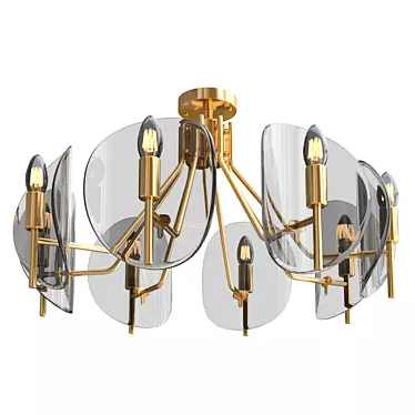 Chic Ceiling Chandelier in Gold 3D model image 1 