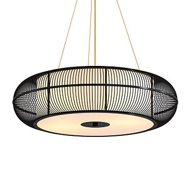 Contemporary Bamboo Drum Pendant Light 3D model image 1 