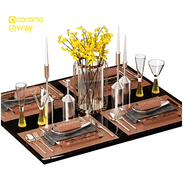 Modern Water Drop Dining Table 3D model image 1 