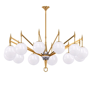 Elegant 12 Arm Brass Chandelier 3D model image 1 