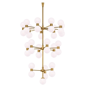 Elegant Brass Glass Chandelier 3D model image 1 