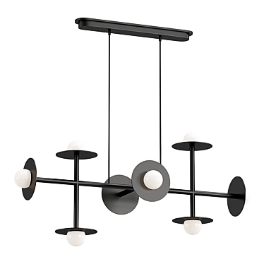 Modern Linear Nodes Chandelier Black 3D model image 1 