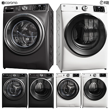 GE Smart Washer Dryer Set 3D model image 1 