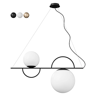 Adjustable Metal and Glass Pendant Light 3D model image 1 
