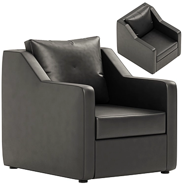 Sleek Leather Swivel Armchair 3D model image 1 