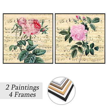  Modern Art Set with Frames 3D model image 1 