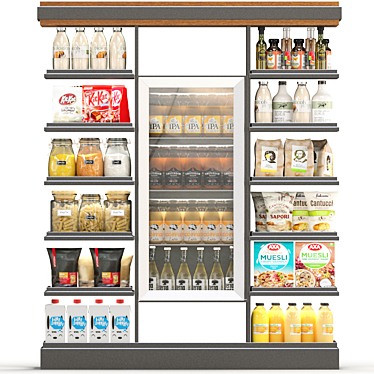 Supermarket Product Display Showcase 3D model image 1 