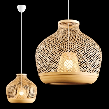 Handcrafted Bamboo Pendant Lamp 3D model image 1 