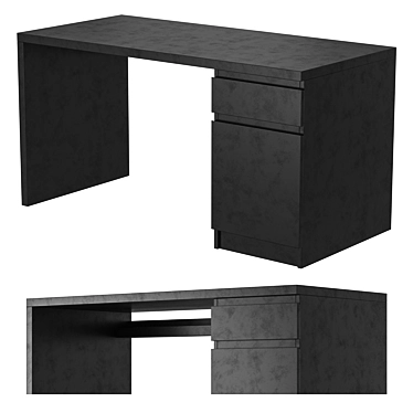 IKEA MALM Writing Desk Black-Brown 3D model image 1 