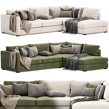 Spacious Open End Corner Sofa 3D model image 1 