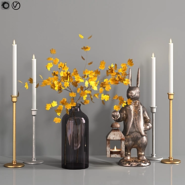 Rabbit Lantern Vase Set 3D model image 1 