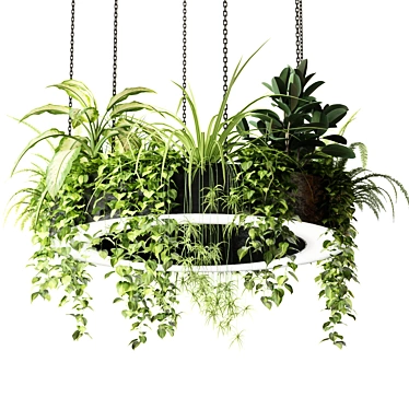 Ring Planter Lamp with Plants 3D model image 1 