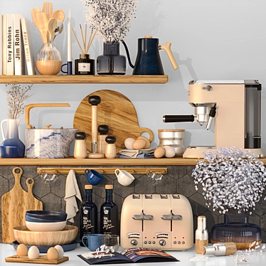 Modern Kitchen Accessories Set, 3D 3D model image 1 