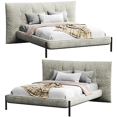 Elegant Minimalist Tufte Bed 3D model image 1 