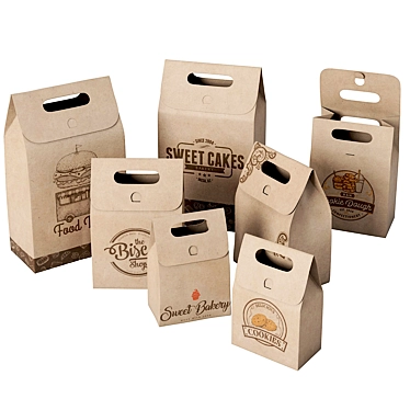 Pack of Paper Bags 3D model image 1 