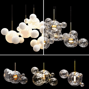 Bubble Pendant Light Trio Set 3D model image 1 