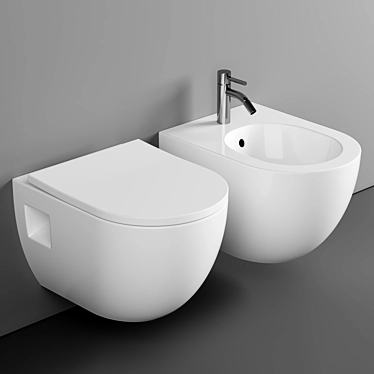 Modern Rimless Wall Hung Toilet 3D model image 1 