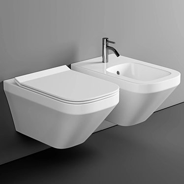 Elegant Duravit Wall Hung Toilet 3D model image 1 