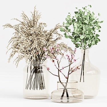 Elegant Glass Vases Decor Bundle 3D model image 1 