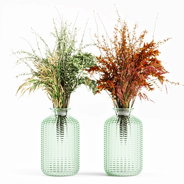 Elegant Glass Vase Branches Display 3D model image 1 