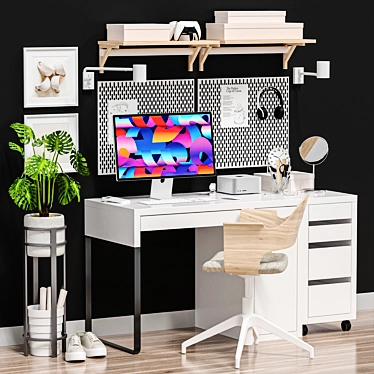 Modern Office Workstation Set 3D model image 1 