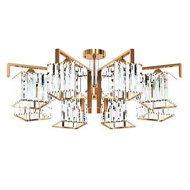  Golden Crystal Ceiling Light 3D model image 1 