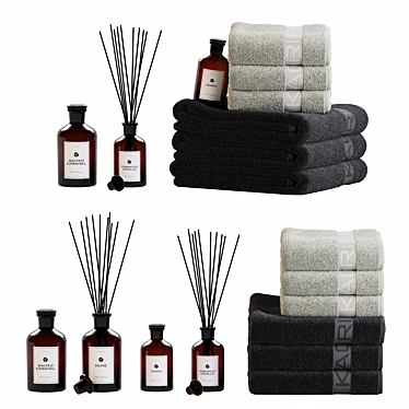 Luxury Towels & Diffusers Set 3D model image 1 