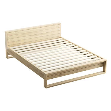 Elegant Teak Bed Frame 3D model image 1 