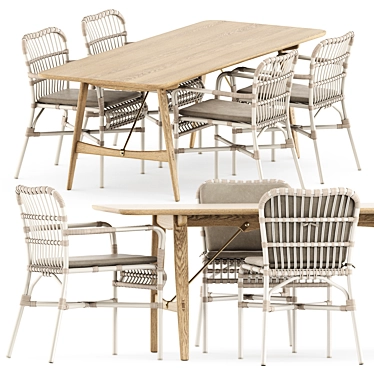 Modern Outdoor Dining Set: Lucy Chairs & BM1160 Table 3D model image 1 