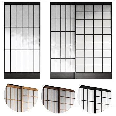 Japanese Style Sliding Partition 3D model image 1 