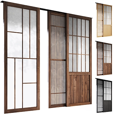 Japanese Style Sliding Room Divider 3D model image 1 