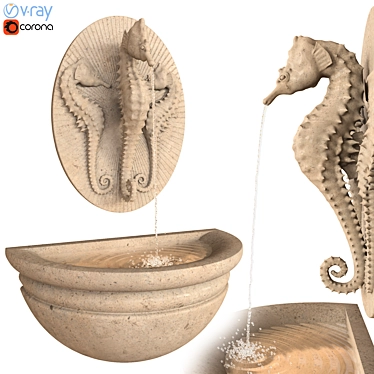 Detachable Seahorse Wall Fountain 3D model image 1 