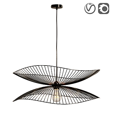 Black Metal Dragonfly Pendant Light 3D model image 1 