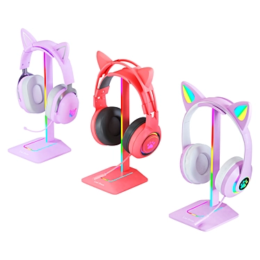 Headphones with Cat Ear Design 3D model image 1 