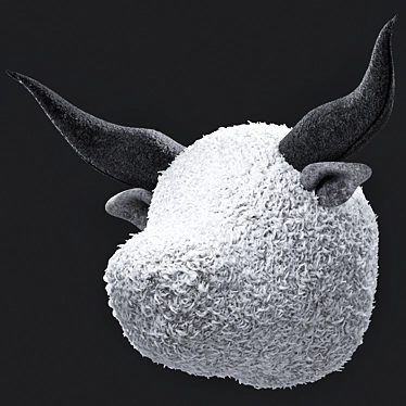 Bull Head Wall Decor Plush 3D model image 1 