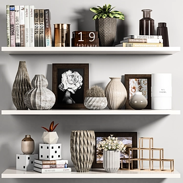 Versatile Decorative Shelf Set 3D model image 1 