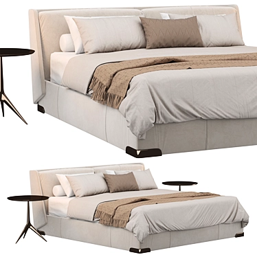 Modern Italian Leather Bed with Storage 3D model image 1 