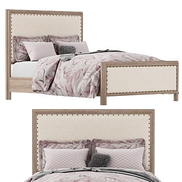 Parisian Vintage Pink Bed 3D model image 1 