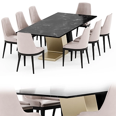 Elegant Cleo Leather Table Chair 3D model image 1 