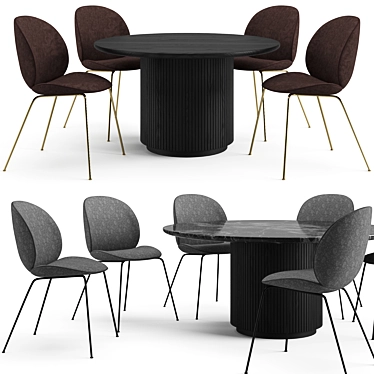 Modern Gubi Beetle Dining Set 3D model image 1 