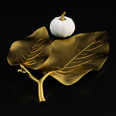 Gold Leaf Tray & Velvet Pumpkins 3D model image 1 