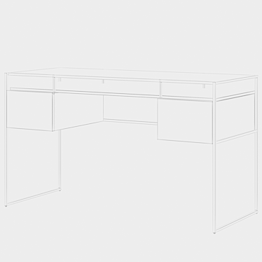 Modern Mango Wood Glass Desk 3D model image 1 